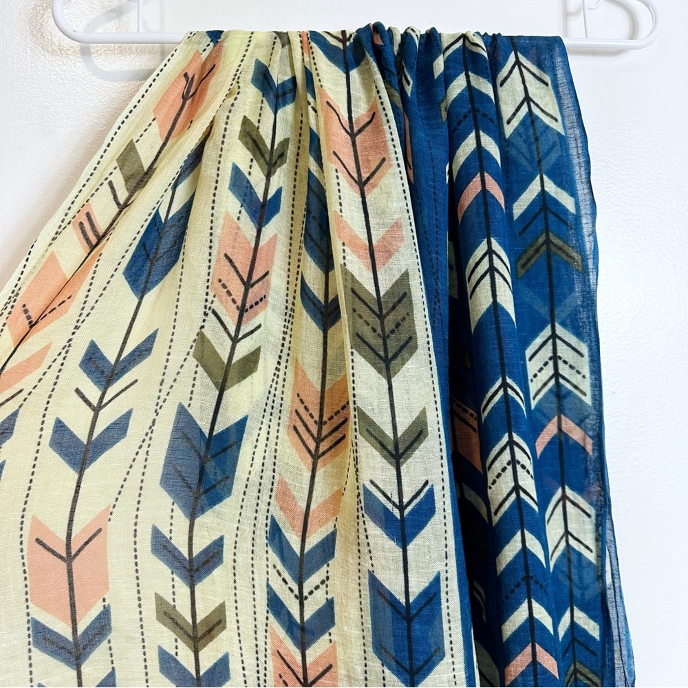 Unbranded Bohemian Arrow Soft Gauzy Oversized Summer Statement Scarf